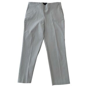 Rachel Zoe ankle trousers pants white silver grey plaid tartan flattering size 8